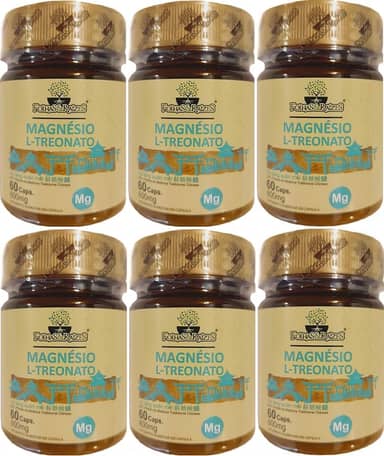 Magnésio L-Treonato Folhas & Raízes 60 Cápsulas Kit 6 Unidades