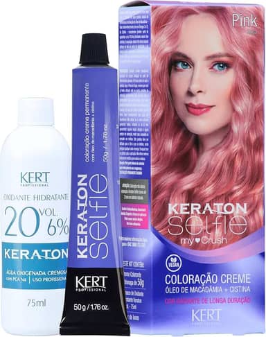 KERT Coloração Permanente Em Creme Para Cabelos Com Cistina E Óleo De Macadâmia Selfie My Crush 50G Keraton Pink/Rosa