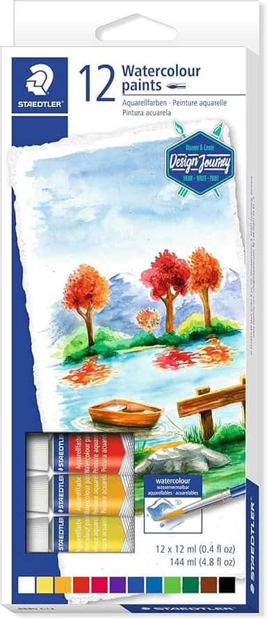 Aquarela, Tinta Para Aquarela, Staedtler, com 12 cores, 8880 C12 02, Multicolorido, 12 Mililitros
