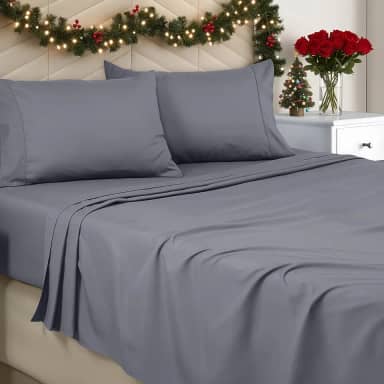 Utopia Bedding Jogo de lençol King - microfibra escovada - lençóis macios para cama king size - inclui 1 elástico, 1 lençol e 2 fronhas - bolso profundo (cinza)