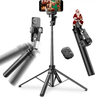 KOSCHEAL C16R Estabilizador Celular com Rastreamento Facial e Luz de Preenchimento, Gimbal para Celular Extensível 1,57m, Compatível iOS/Android, Ideal para TikTok, YouTube e Vlogs