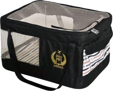 São Pet Bolsa Aerial Para Transporte De Cães E Gatos Em Avião (43X31 5X20 Cm) Preta
