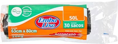 Embalixo Saco Lixo Wecycle Reforçado Preto 50Litros