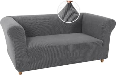 Capa de sofá elástica para sofá Chesterfield Capa de sofá para 2 almofadas de sofá capa de sofá para sala de estar capa de sofá antiderrapante protetor de móveis de animais de estimação tecido jacquard (poltrona, cinza)