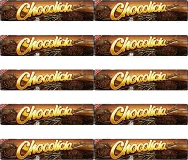 Kit C/10 Unidades Biscoito Chocolícia Recheado Chocolate