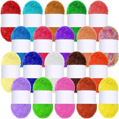 20 novelos para panos de pratos, kit de fio de crochê macio multicolorido de poliéster arco-íris para projetos de artesanato de crochê, 328 pés/109 jardas cada