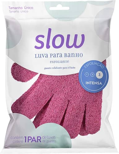Luva Esfoliante, Cor Rosa ou Roxa, Linha Slow, Lanossi.