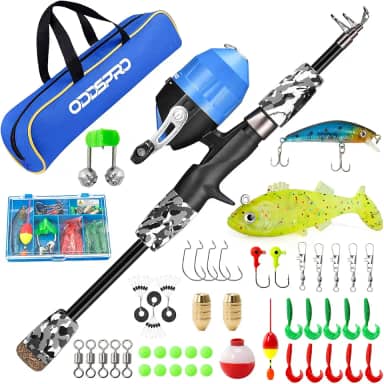 ODDSPRO Vara De Pesca Infantil, Vara De Pesca Dobrável E Combinação De Carretel – Vara De Pesca Telescópica Para Meninos E Meninas