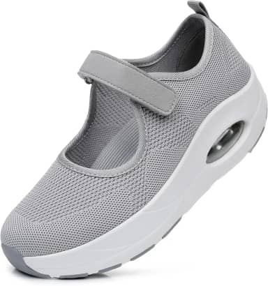 Sapatos femininos confortáveis de trabalho para enfermeira, antiderrapante, ajustável, respirável, buffer de caminhada, fitness, casual, ortopédico, leve, artrite, diabetes, dor no calcanhar