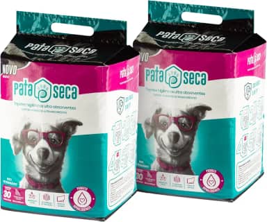 Tapete Higiênico Pata Seca para Cães Descartavel – Kit com 60 Unidades (2 Pacotes de 30) – 80x60cm – Fino, Ultra Resistente, Absorvente, Controle de Odor e Secagem Rápida