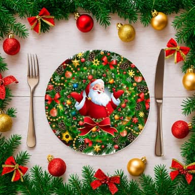 Kit C/ 6 Unidades Capas Para Sousplat 35cm Natal (SNAT0104)