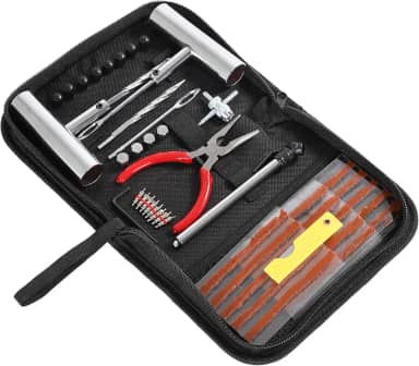 Kit de reparo de pneu 46 peças Kit de remendo de pneu com conectores, ferramentas de reparo de fraldas, kit de remendo de pneus e conectores para carro, motocicleta, caminhão, trator e reboque