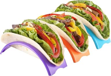 6 suportes únicos para tacos, rack colorido premium para tacos, material PP, lavável na lava-louças e micro-ondas