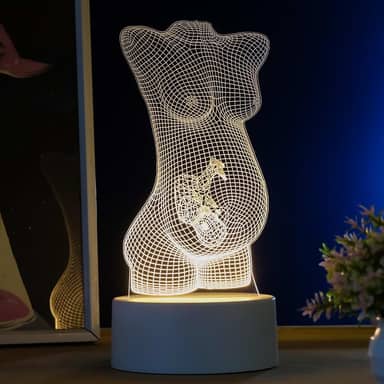 Luminária led 3d, abajur de mesa, grávida com bebê- corpo humano