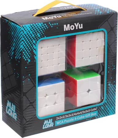 Box Cubo Mágico Profissional MoYu 2x2x2 + 3x3x3 + 4x4x4 + 5x5x5 Stickerless