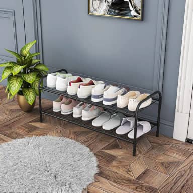 Sapateira Organizadora Porta Sapatos Formato Simples - Para 8 Pares, 2 Prateleiras, Design Elegante, Compacta e Versátil, Ideal para Entradas e Quartos
