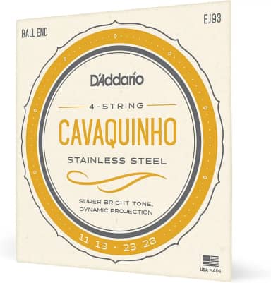 ENCORDOAMENTO PARA CAVAQUINHO EJ93 STAINLESS STEEL WOUND .011 .013 .023 .028 - D'ADDARIO
