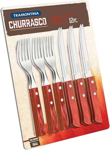 Jogo para Churrasco 12 Peças Tramontina Vermelho, POLYWOOD