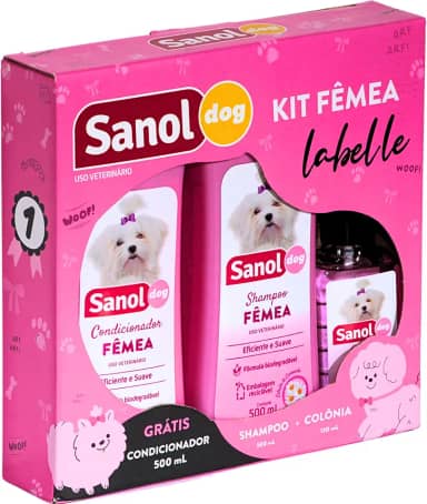 Sanol Dog, Kit de Banho Labelle para cães - Shampoo/Colônia/Ganhe 1 Condicionador