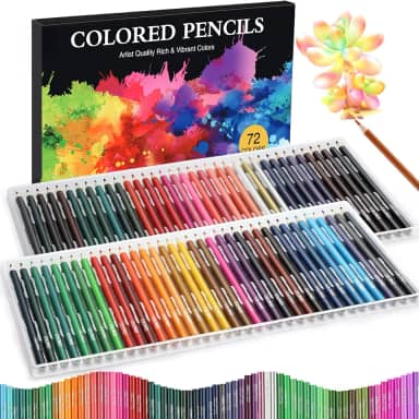 Pacote com 72 lápis de colorir, lápis de cor para livros de colorir adultos com núcleos macios à base de óleo, conjunto de lápis de cor para esboçar camadas de mistura, materiais de arte para crianças