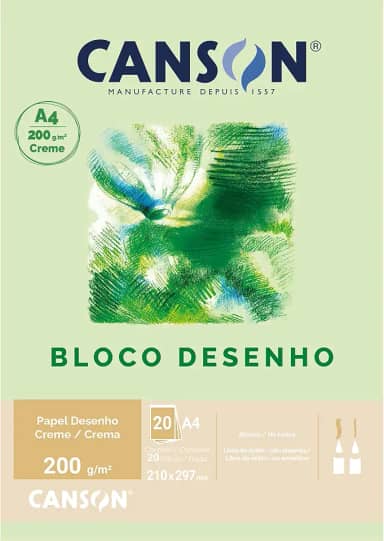 Bloco desenho creme A4 200g com 20 folhas Canson