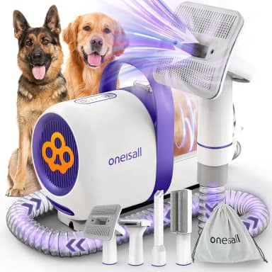 oneisall Aspirador de pelos para cães e kit de cuidados para cães/aspirador de cabelo para cães de baixo ruído 12 kpa, aspirador de pó para queda de pelos de animais de estimação e limpeza doméstica