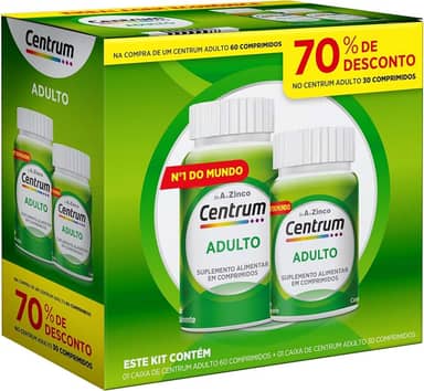 Centrum Adulto Multivitaminico Diário Adulto de A a Z, com Magnesio e Vitamina D, Leve 90 Comprimidos e Pague 60