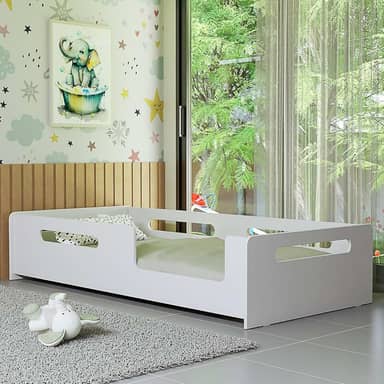 Cama Solteiro Montessoriana MDF Conforto e Segurança Moderna