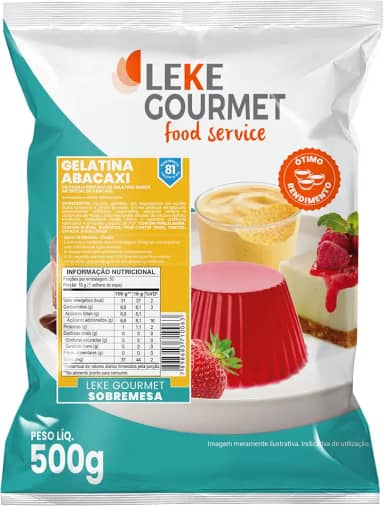 Leke Gourmet – Gelatina em Pó Sabor Abacaxi 500g | Preparo Rápido de Sobremesas | Textura Firme e Sabor Refrescante | Ideal para Confeitaria e Uso Doméstico