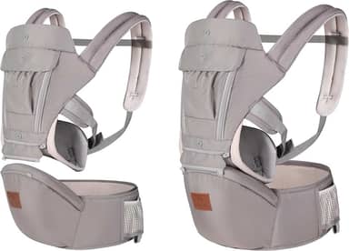 Canguru Ergonômico Bebê 12 Posições Cinza Com Assento 3 Em 1