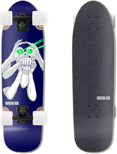 HORIZON BLUE Dinghy Classic Cruiser Skateboard Complete - 28.5" Lightweight Commuter/Soft 63mm Wheels & Maple Deck