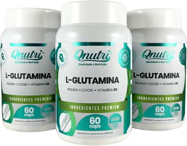 Kit 3x L-Glutamina Qnutri Suplemento Natural Aminoácidos 60 cápsulas