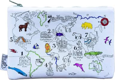 eatsleepdoodle Estojo de lápis de mapa do mundo de colorir DIY para crianças com 10 peças de marcadores laváveis, organizador de suprimentos de arte reutilizável, atividades divertidas de artes e