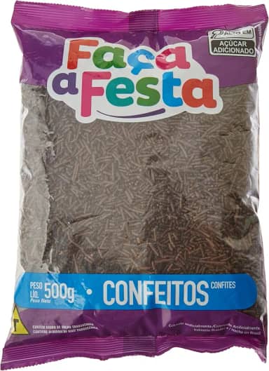 Faça a Festa – Granulado Escuro 500g | Crocante e Sabor Chocolate | Ideal para Decoração e Cobertura de Doces, Bolos e Sobremesas