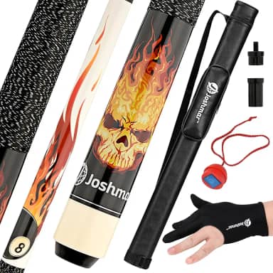 JOSHMAR Taco de bilhar profissional – Taco de sinuca premium feito com design bonito, exclusivo e luxuoso e a melhor qualidade de madeira canadense. Incluindo 4 acessórios para manter seu bastão de