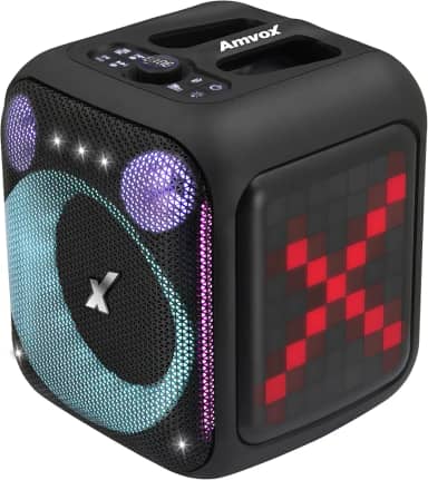 Amvox Caixa de Som Amplificada ACA 410 NEON – 410W RMS, Woofer de 6”, Bluetooth, Iluminação LED, Equalizador, Entrada USB/TF, Bateria de até 4h