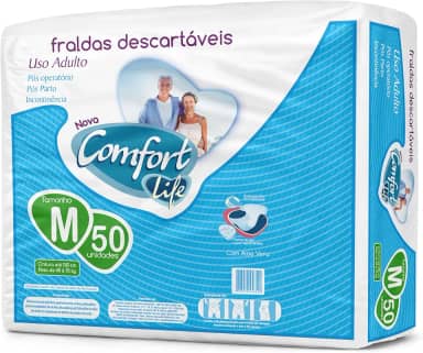 Fralda Descartável Geriátrica Adulto Comfort Life Hiper M 50 Unidades