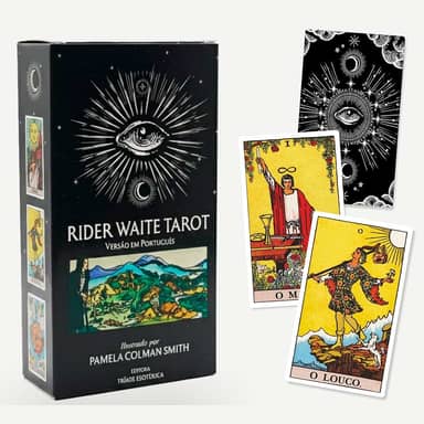 O Tradicional Tarot Rider Waite para iniciantes Português 78 cartas + SAQUINHO + CRISTAL + TOALHA + MAPA ASTRAL