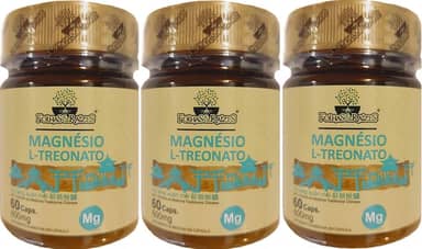 Magnésio L-Treonato Folhas & Raízes 60 Cápsulas Kit 3 Unidades