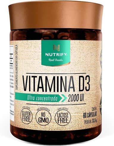 Nutrify - Vitamina D3 60 Caps - 50 mcg por Cápsula - Saúde Óssea e Imunidade - Sem Glúten