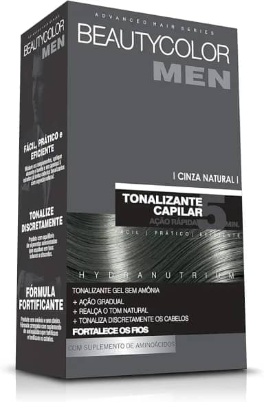 Tonalizante Gel sem Amônia Kit Men Cinza Natural, Beautycolor Men