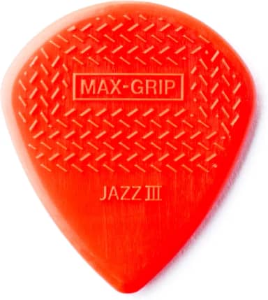 Palheta de guitarra Dunlop 471P3N Max Grip Jazz III, vermelho, pacote com 6