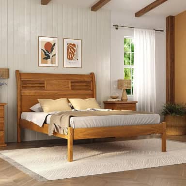 Cama King 100% Madeira Maciça Veneziana Mogno Mel