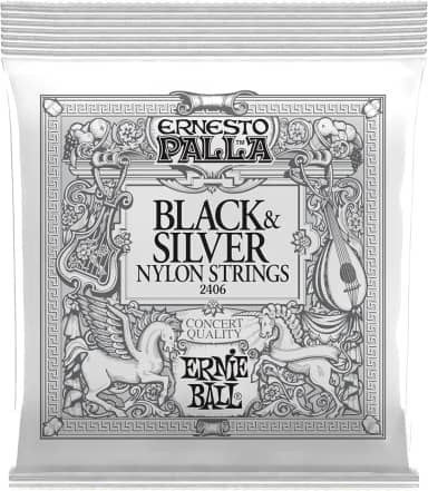 ENCORDEAMENTO P/VIOLAO CLASSICO ERNESTO PALLA BLACK AND SILVER NYLON TENSAO MEDIA P02406 ERNIE BALL