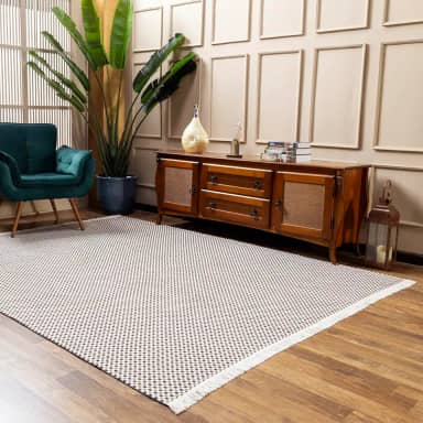 Tapete Grande para Sala Tear antialérgico 100% Algodão Encorpado, resistente Lavável na Máquina (CRU natural, 2,00 x 1,40)