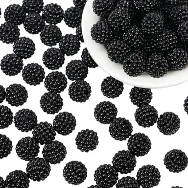 200 peças de contas de pérola de 15 mm contas pretas de chiclete contas de bolha de pérola DIY contas de acrílico para fazer joias, colar, pulseira, brinco