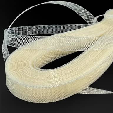 TopTrimming Trança de crina de cavalo rígida de 1,27 m (marfim) barbatanas de poliéster para costurar vestidos de noiva, vestidos de dança e acessórios