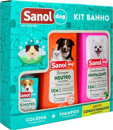 Sanol Dog Kit - Shampoo / Condicionador / Ganhe 1 Colônia Variado Verde