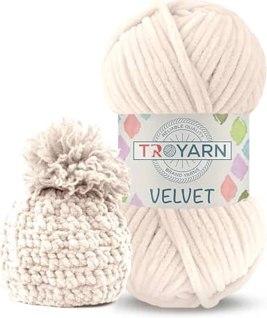 Fio de veludo chenille para crochê - fio fofo, de pelúcia, 100 g, perfeito para cobertores de bebê e amigurumi, tamanho 6