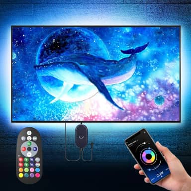 Nexillumi Luzes LED para TV, retroiluminação LED de 5 m para TV de 55 a 75 polegadas, fitas de LED RGB atrás da TV com controle remoto de aplicativo, iluminação ambiente LED inteligente com